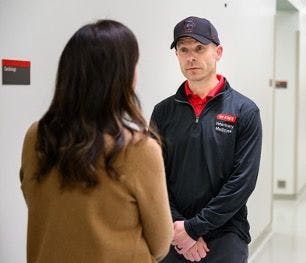 Timo Prange, DVM, MS, DACVS (LA), executive veterinary medical officer of the North Carolina State College of Veterinary Medicine (right). (Photo courtesy of NC State University)