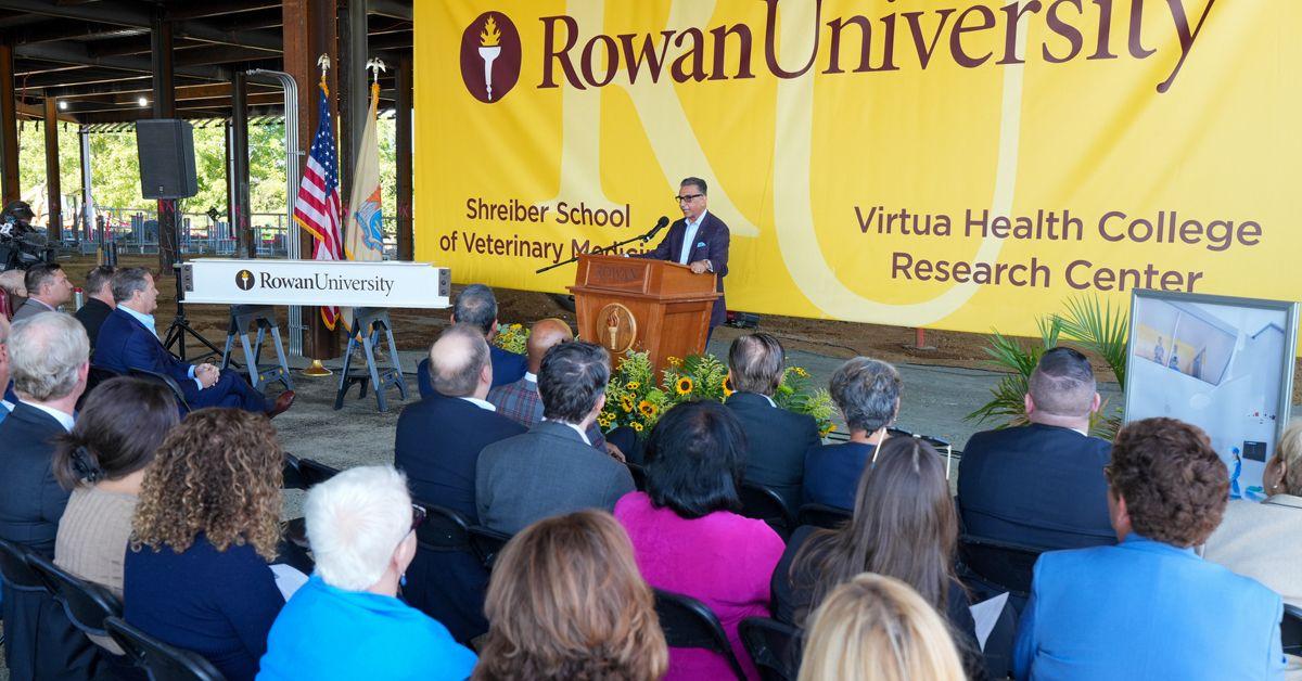 Ali A. Houshmand, president of Rowan Univeristy, addresses attendees of the ceremony