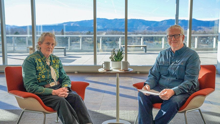 Temple Grandin, PhD, MS, director of animal welfare, Fear Free (left) and Marty Becker, DVM, founder of Fear Free (right). (Photo courtesy of Fear Free)