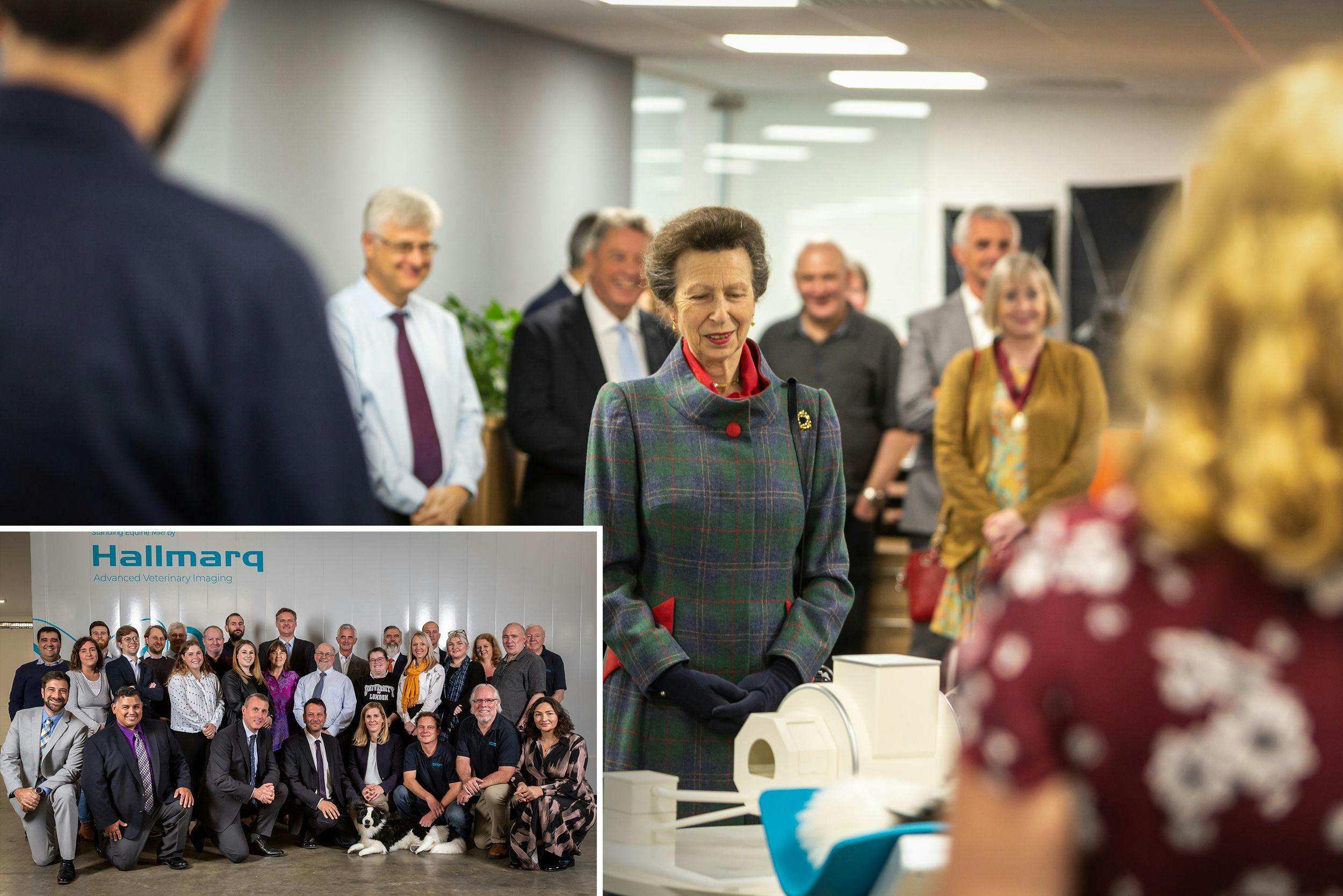 Princess Anne during her visit along with Hallmarq global team members (Photo courtesy of Hallmark Veterinary Imaging). 